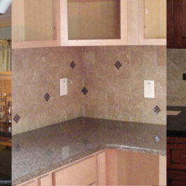 Travertine kitchen backsplash