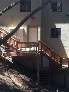 redwood deck and stairs in Oakland, near San Francisco ca